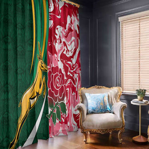 South Africa and England Rugby Window Curtain - The Red Rose with Protea Pattern