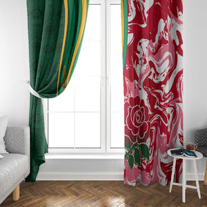 South Africa and England Rugby Window Curtain - The Red Rose with Protea Pattern