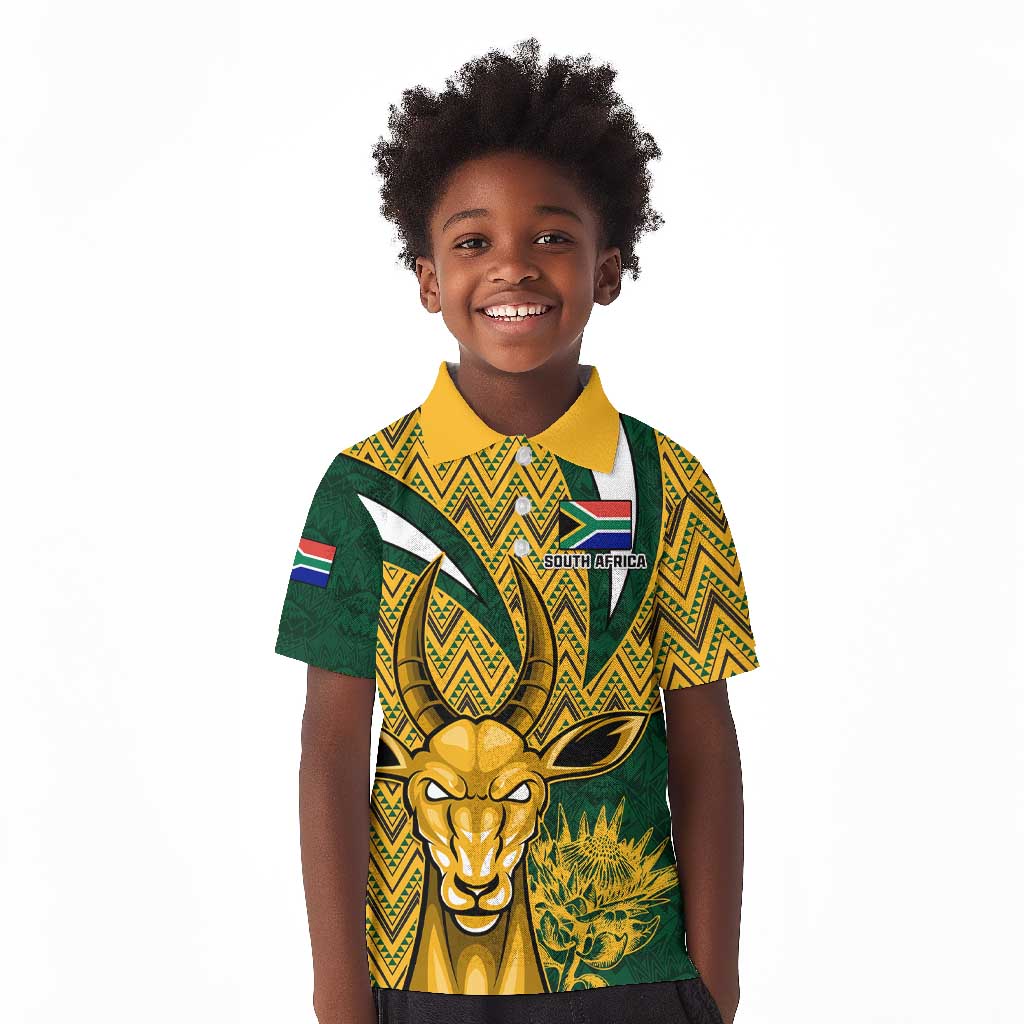 Custom South Africa Rugby Kid Polo Shirt - Come On Bokke, Champion World Cup