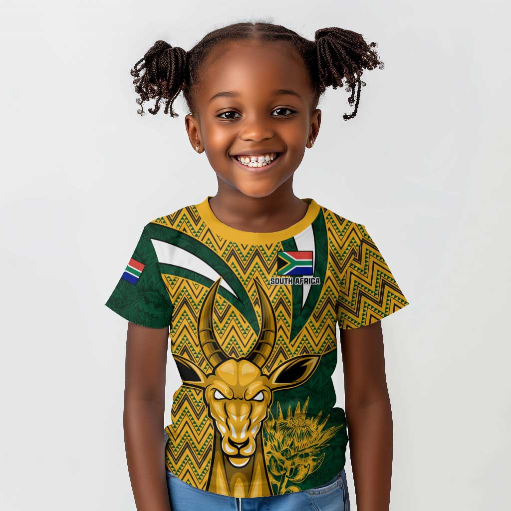 Custom South Africa Rugby Kid T shirt - Come On Bokke, Champion World Cup