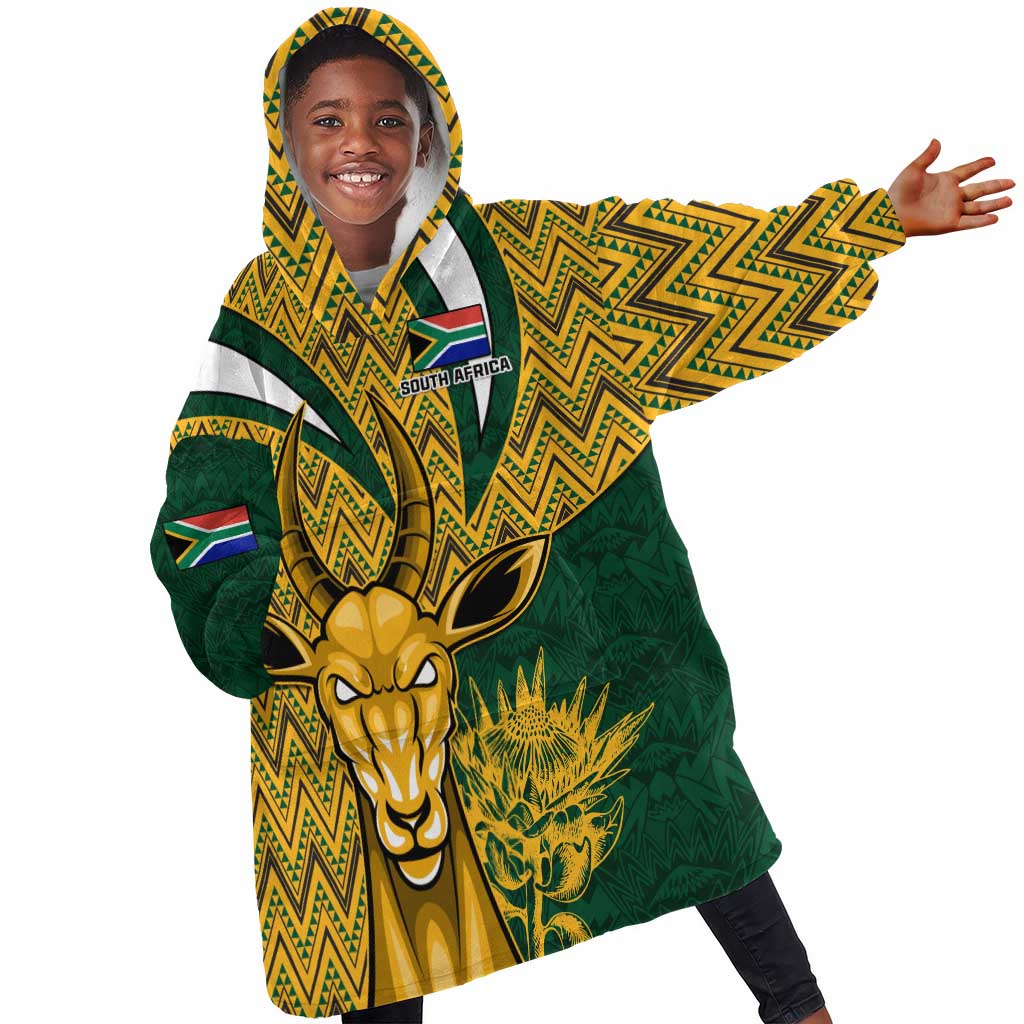 Custom South Africa Rugby KId Wearable Blanket Hoodie - Come On Bokke, Champion World Cup