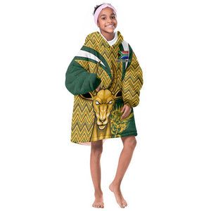 Custom South Africa Rugby KId Wearable Blanket Hoodie - Come On Bokke, Champion World Cup