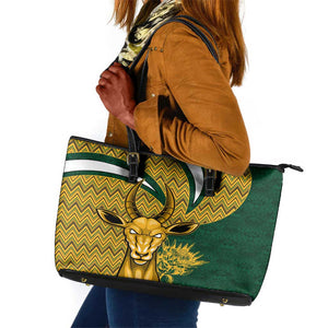 South Africa Rugby Leather Tote Bag - Come On Bokke, Champion World Cup