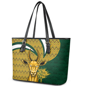 South Africa Rugby Leather Tote Bag - Come On Bokke, Champion World Cup