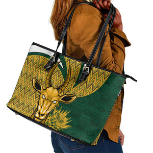 South Africa Rugby Leather Tote Bag - Come On Bokke, Champion World Cup