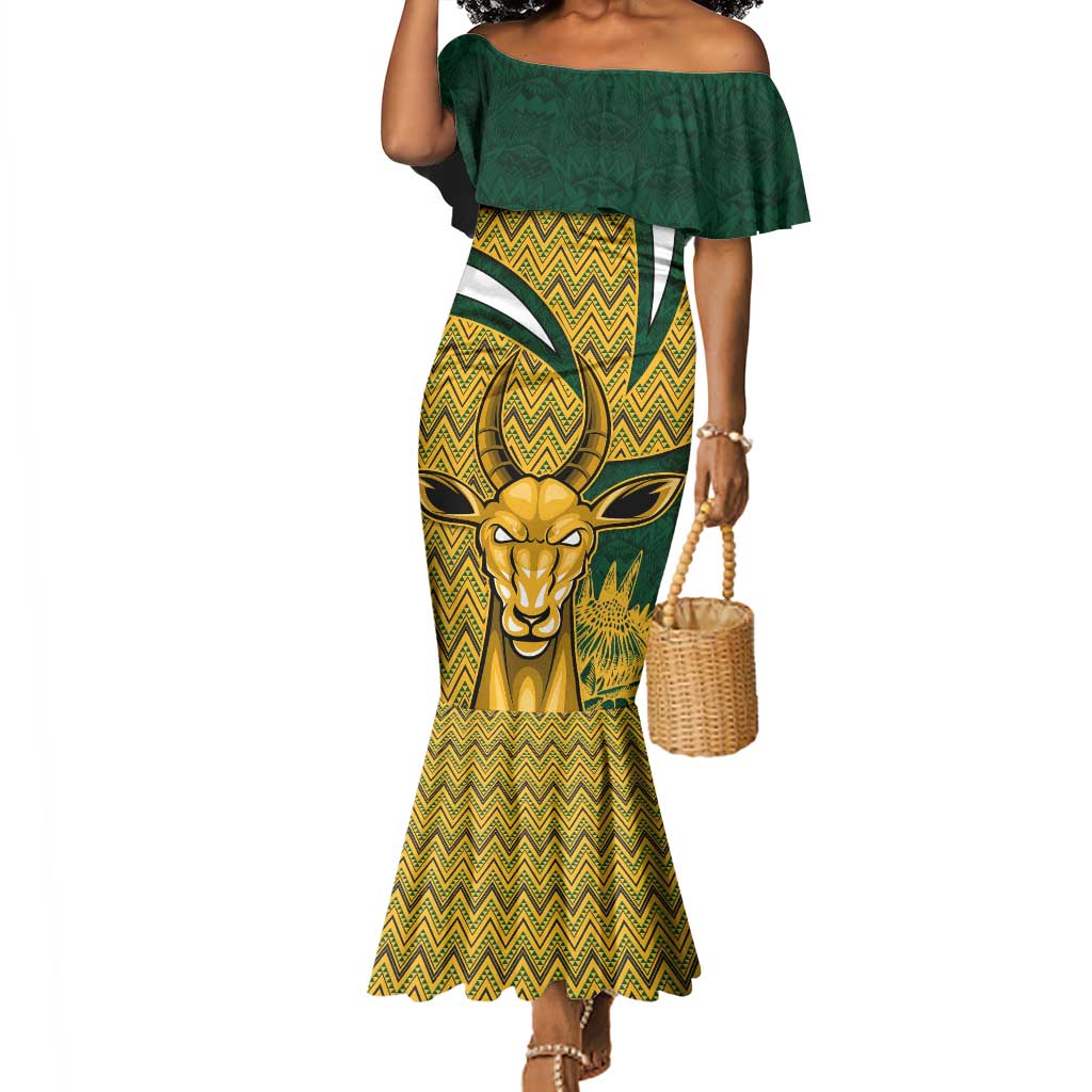 Custom South Africa Rugby Mermaid Dress - Come On Bokke, Champion World Cup