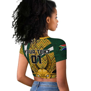 Custom South Africa Rugby Raglan Cropped T shirt - Come On Bokke, Champion World Cup