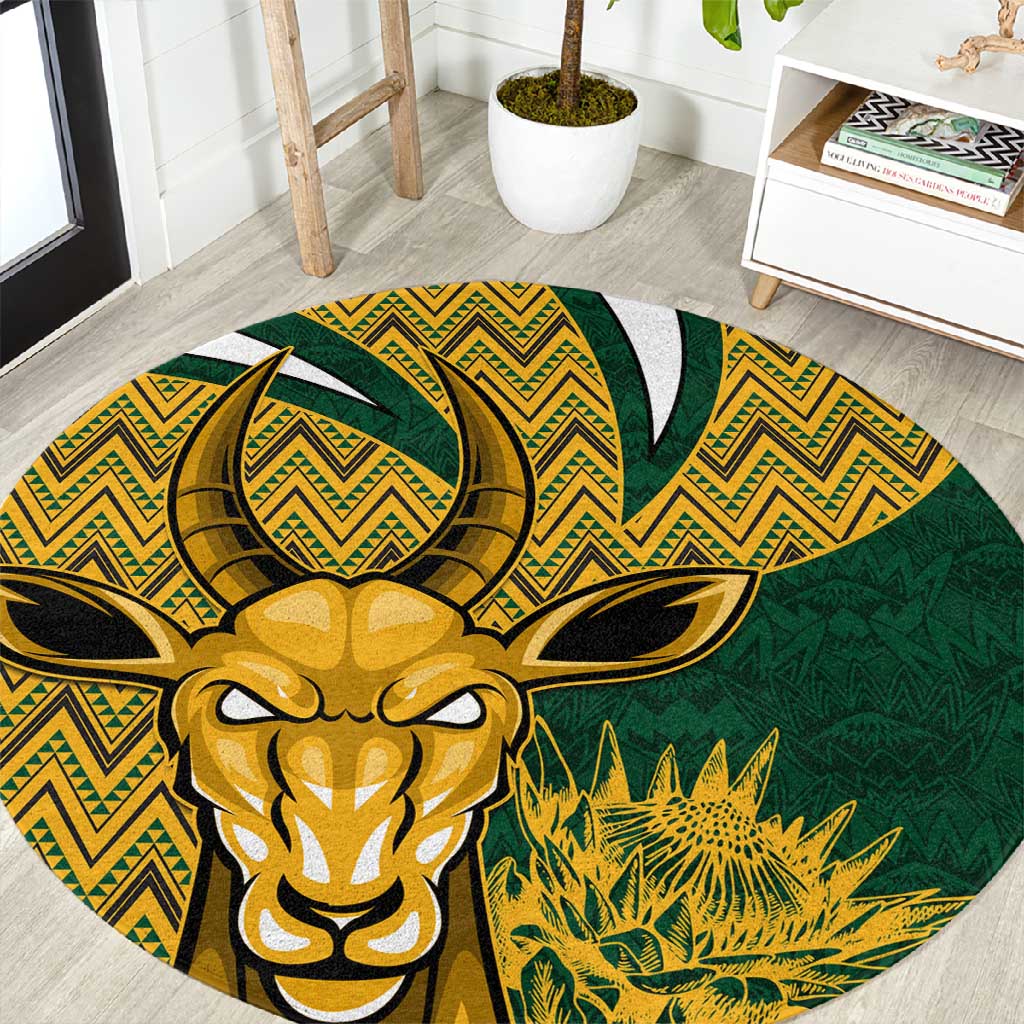 South Africa Rugby Round Carpet - Come On Bokke, Champion World Cup