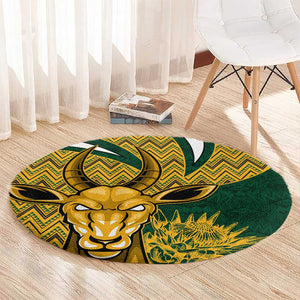 South Africa Rugby Round Carpet - Come On Bokke, Champion World Cup