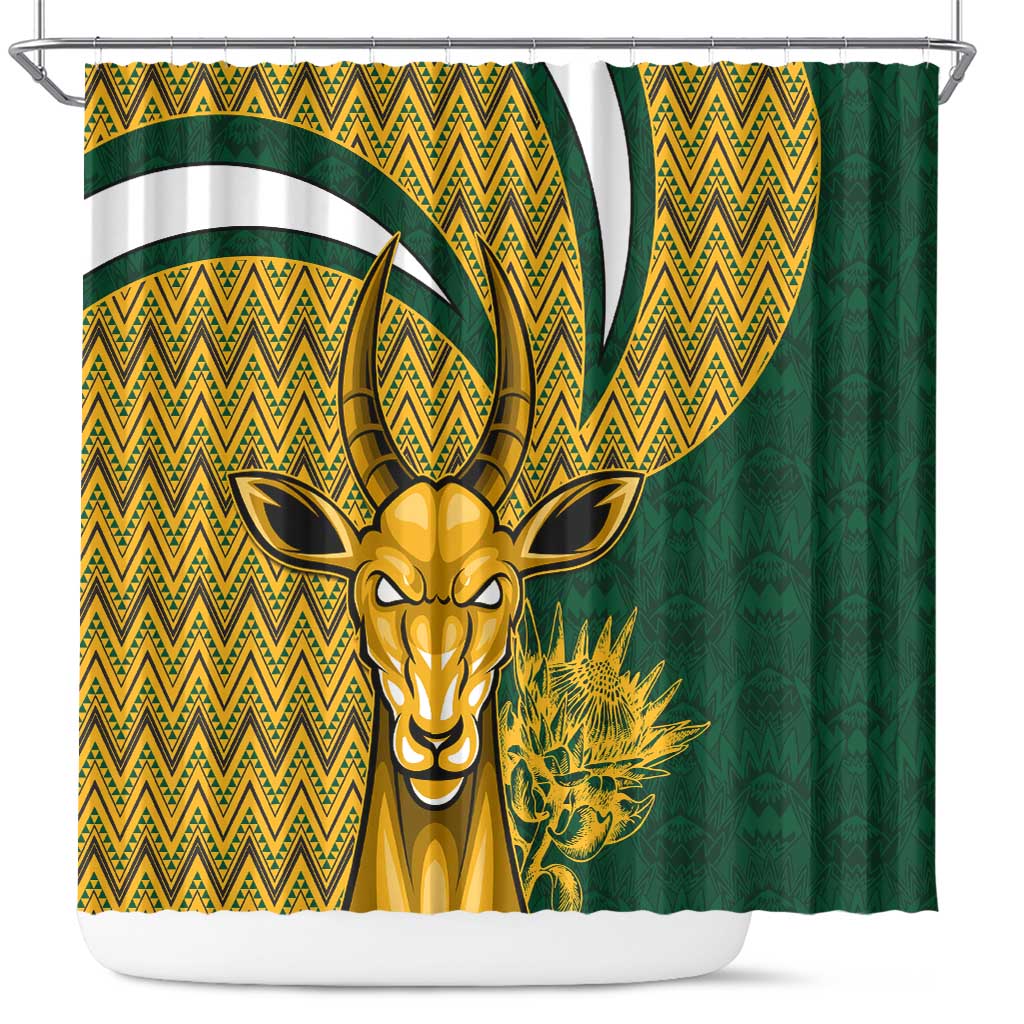 South Africa Rugby Shower Curtain - Come On Bokke, Champion World Cup