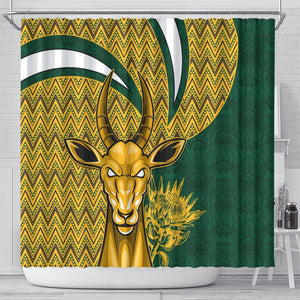 South Africa Rugby Shower Curtain - Come On Bokke, Champion World Cup