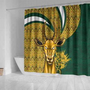 South Africa Rugby Shower Curtain - Come On Bokke, Champion World Cup