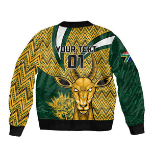 Custom South Africa Rugby Sleeve Zip Bomber Jacket - Come On Bokke, Champion World Cup