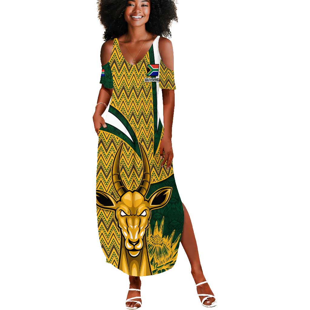 Custom South Africa Rugby Summer Maxi Dress - Come On Bokke, Champion World Cup