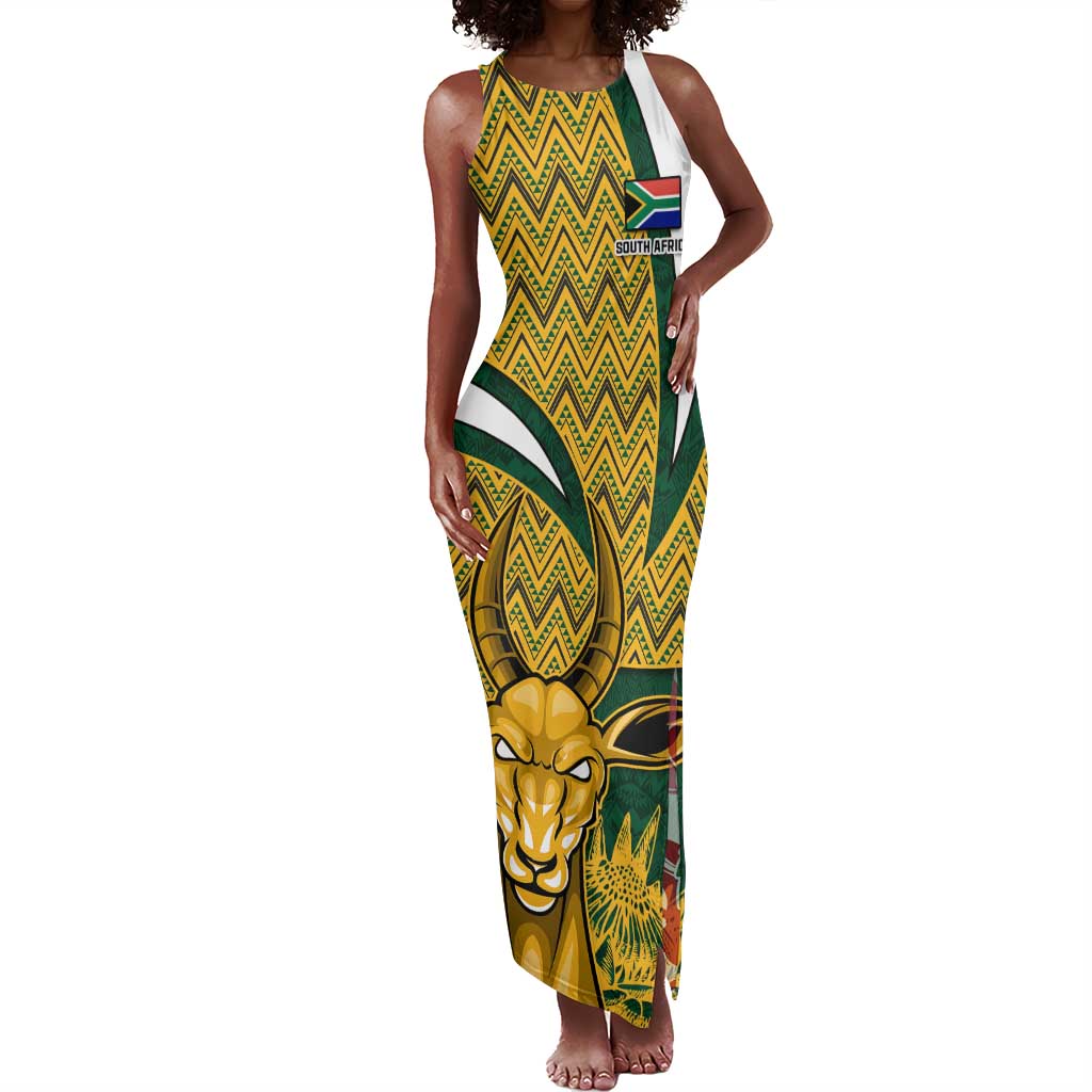 Custom South Africa Rugby Tank Maxi Dress - Come On Bokke, Champion World Cup