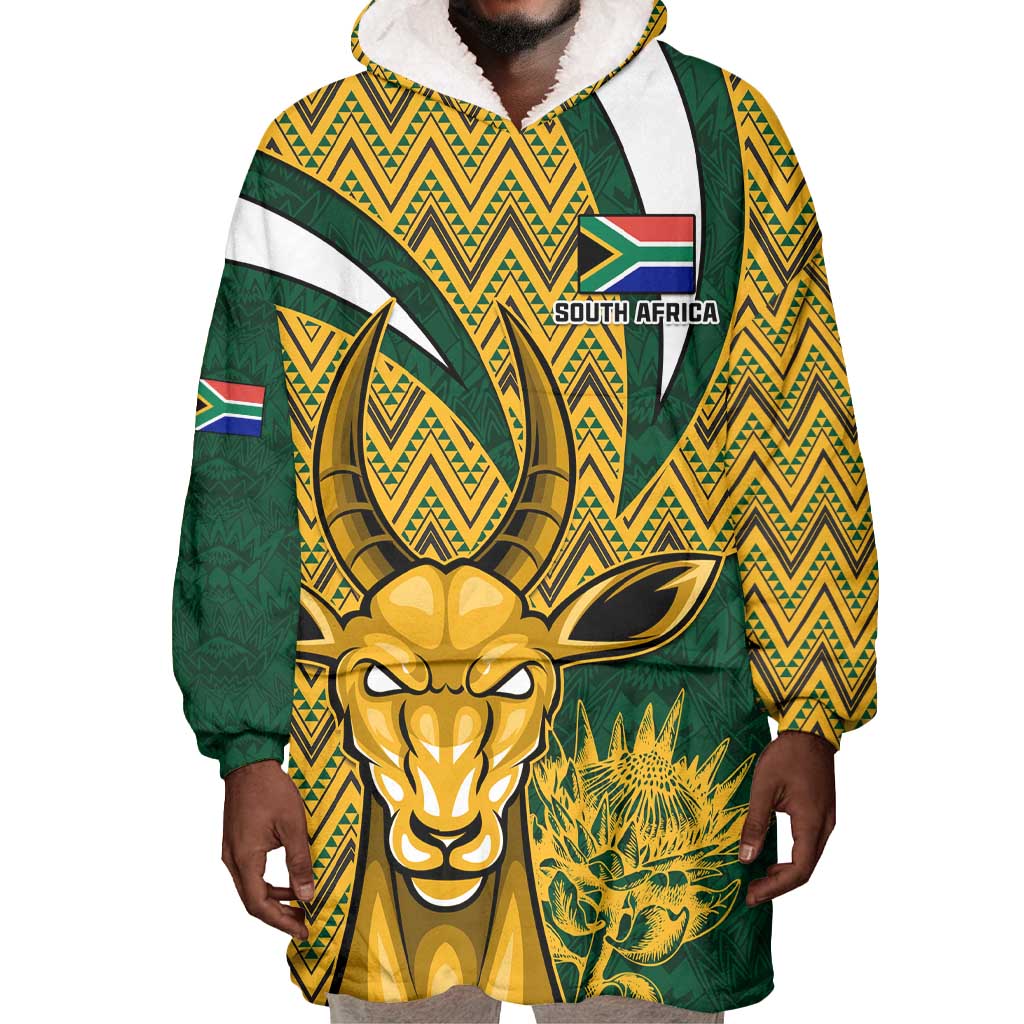 Custom South Africa Rugby Wearable Blanket Hoodie - Come On Bokke, Champion World Cup