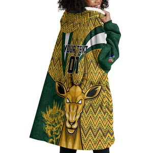 Custom South Africa Rugby Wearable Blanket Hoodie - Come On Bokke, Champion World Cup