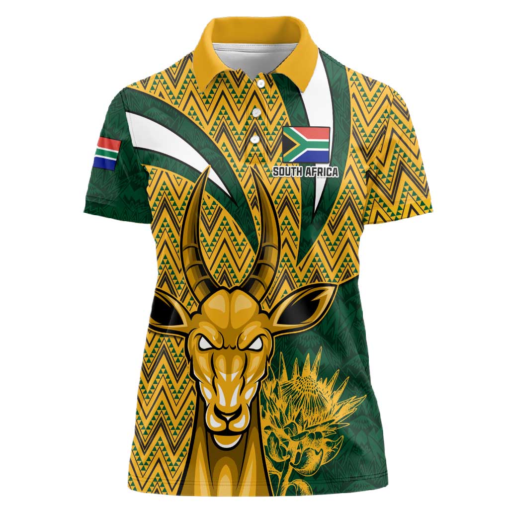 Custom South Africa Rugby Women Polo Shirt - Come On Bokke, Champion World Cup