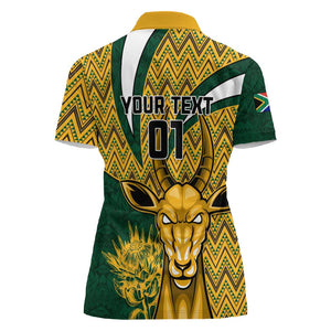 Custom South Africa Rugby Women Polo Shirt - Come On Bokke, Champion World Cup