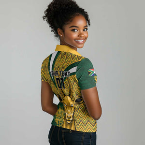 Custom South Africa Rugby Women Polo Shirt - Come On Bokke, Champion World Cup