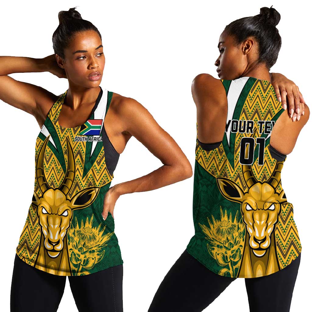 Custom South Africa Rugby Women Racerback Tank - Come On Bokke, Champion World Cup