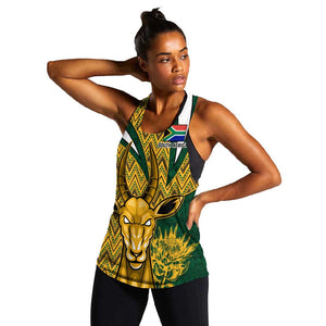 Custom South Africa Rugby Women Racerback Tank - Come On Bokke, Champion World Cup