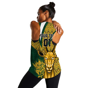 Custom South Africa Rugby Women Racerback Tank - Come On Bokke, Champion World Cup