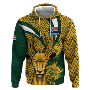 Custom South Africa Rugby Zip Hoodie - Come On Bokke, Champion World Cup