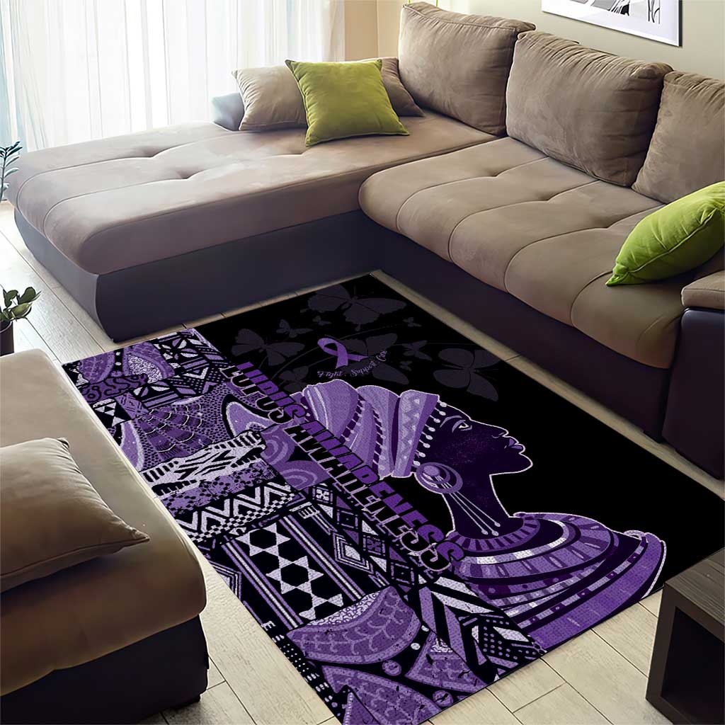 African Lady Lupus Awareness Area Rug Fight Support Cure