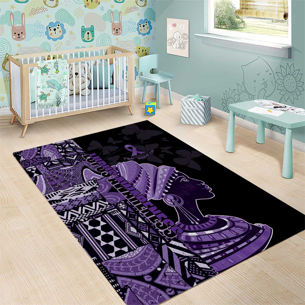 African Lady Lupus Awareness Area Rug Fight Support Cure