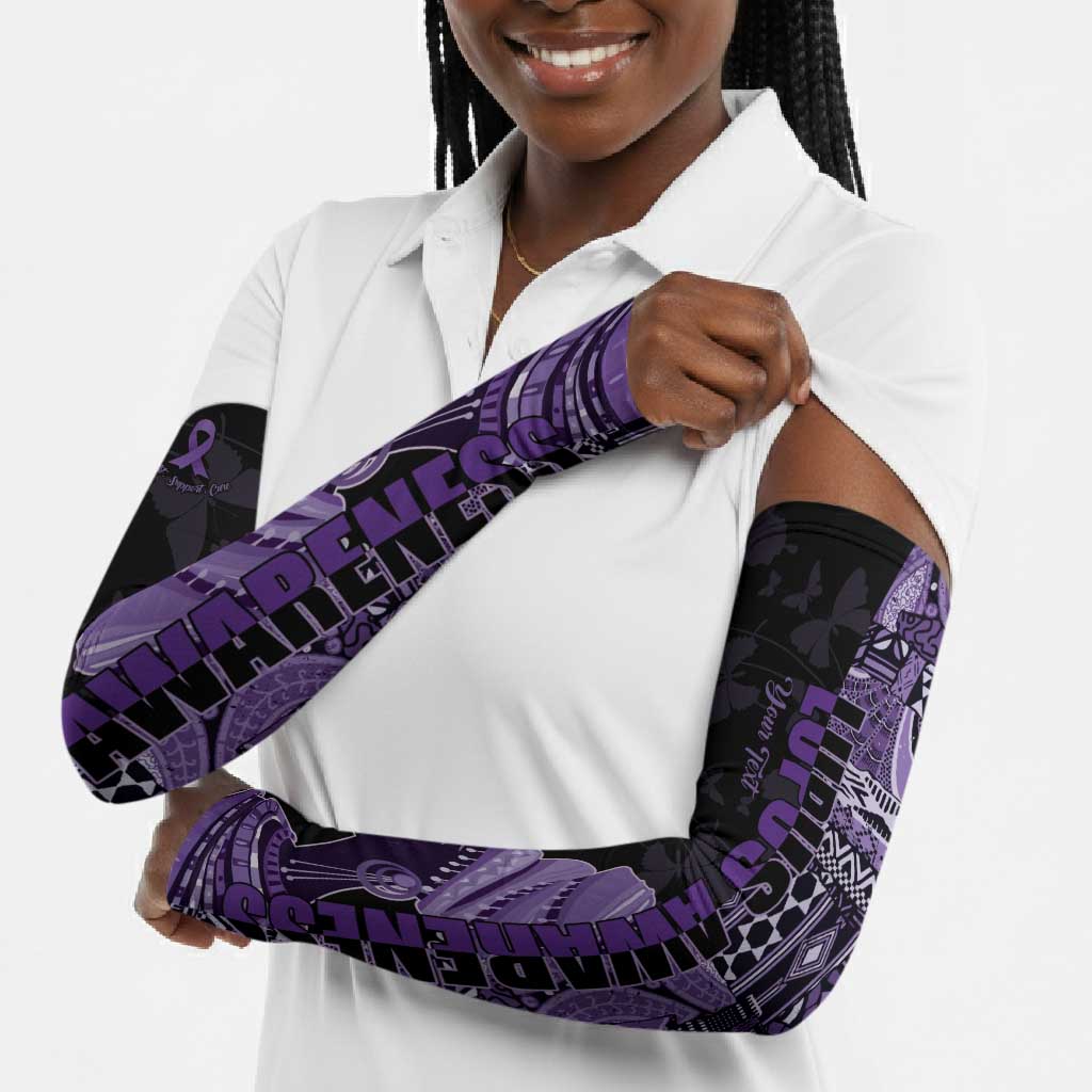 Personalized African Lady Lupus Awareness Arm Sleeves Fight Support Cure