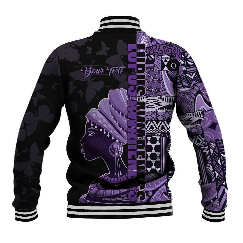 Personalized African Lady Lupus Awareness Baseball Jacket Fight Support Cure