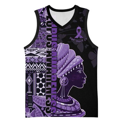 Personalized African Lady Lupus Awareness Basketball Jersey Fight Support Cure