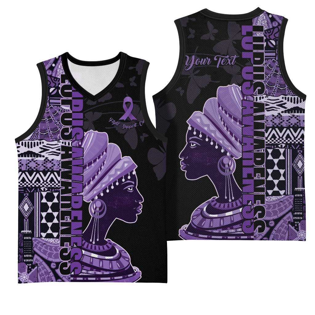Personalized African Lady Lupus Awareness Basketball Jersey Fight Support Cure