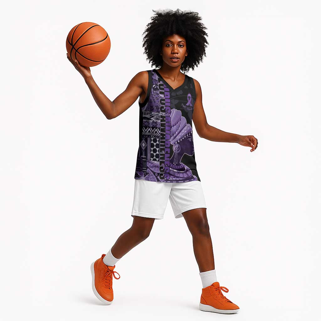 Personalized African Lady Lupus Awareness Basketball Jersey Fight Support Cure
