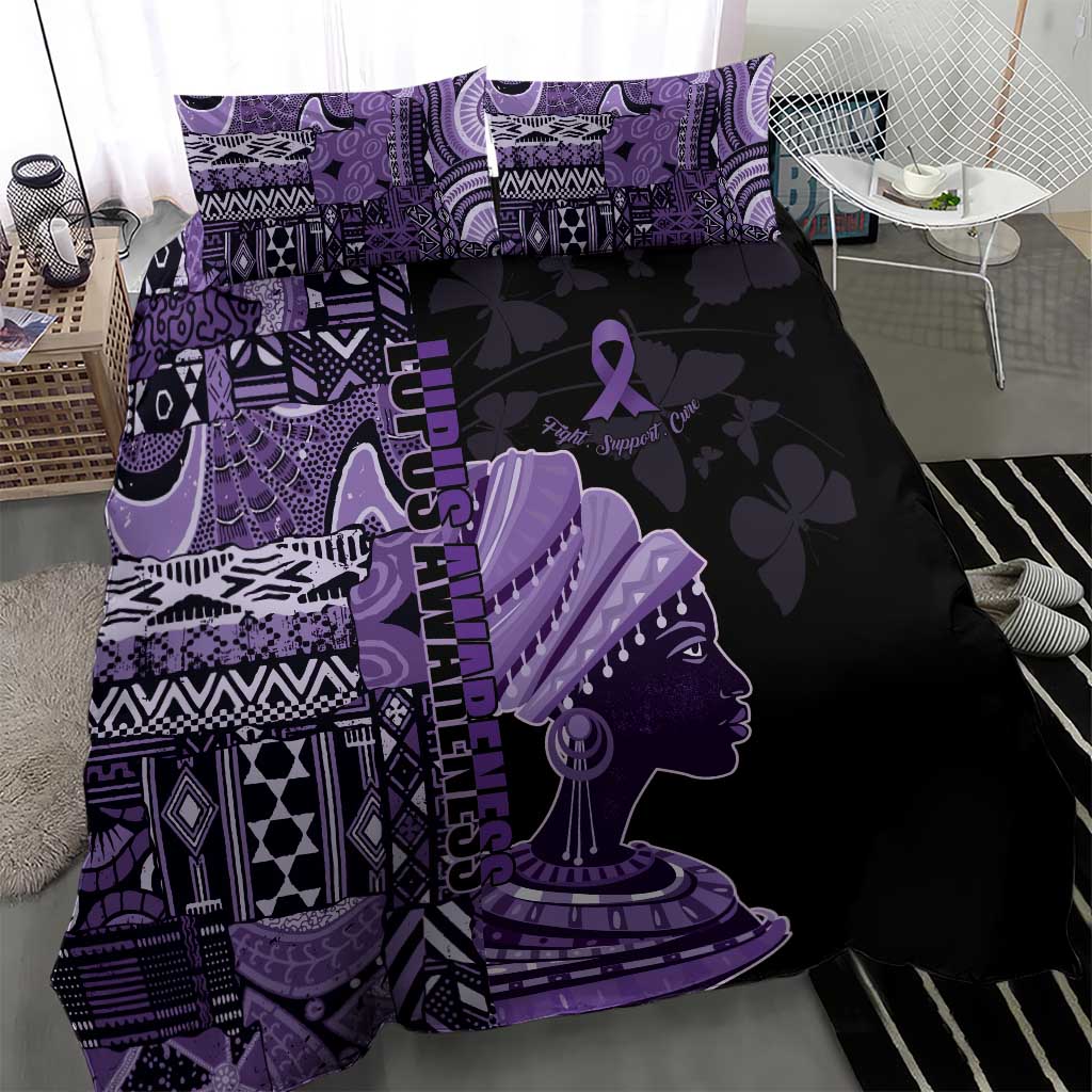 African Lady Lupus Awareness Bedding Set Fight Support Cure