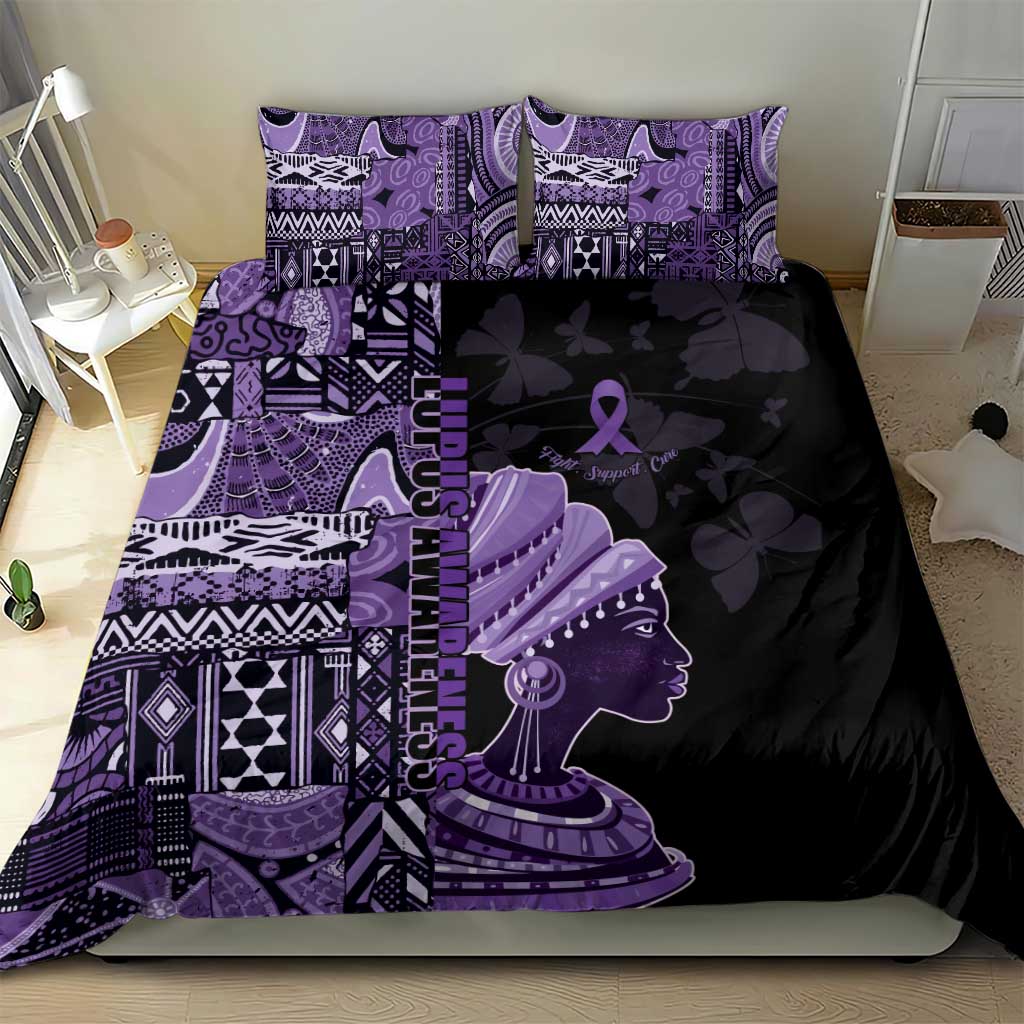 African Lady Lupus Awareness Bedding Set Fight Support Cure