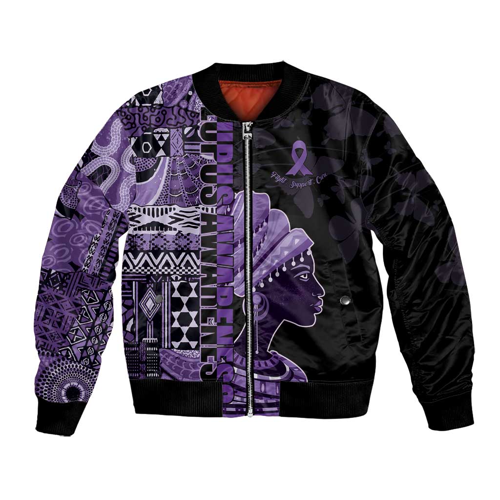 Personalized African Lady Lupus Awareness Bomber Jacket Fight Support Cure