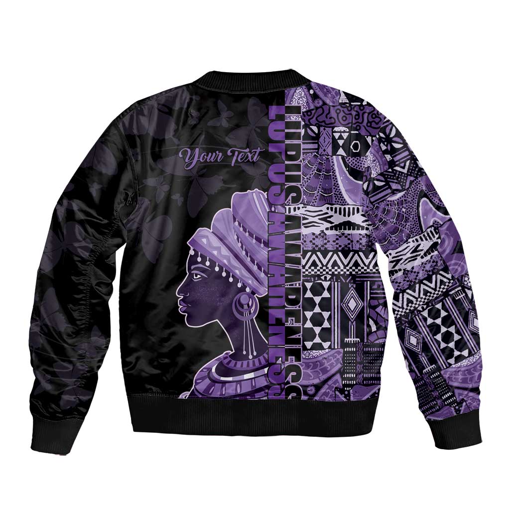 Personalized African Lady Lupus Awareness Bomber Jacket Fight Support Cure