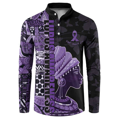 Personalized African Lady Lupus Awareness Button Sweatshirt Fight Support Cure