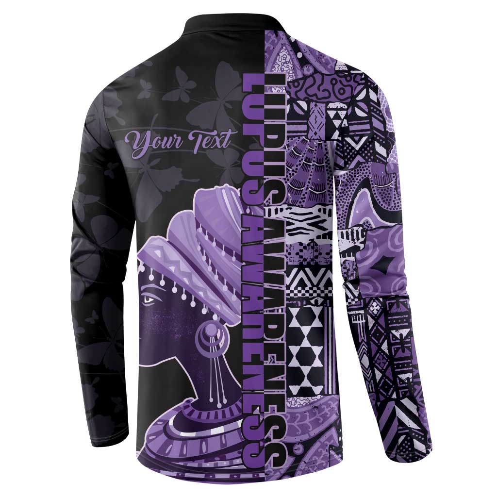 Personalized African Lady Lupus Awareness Button Sweatshirt Fight Support Cure