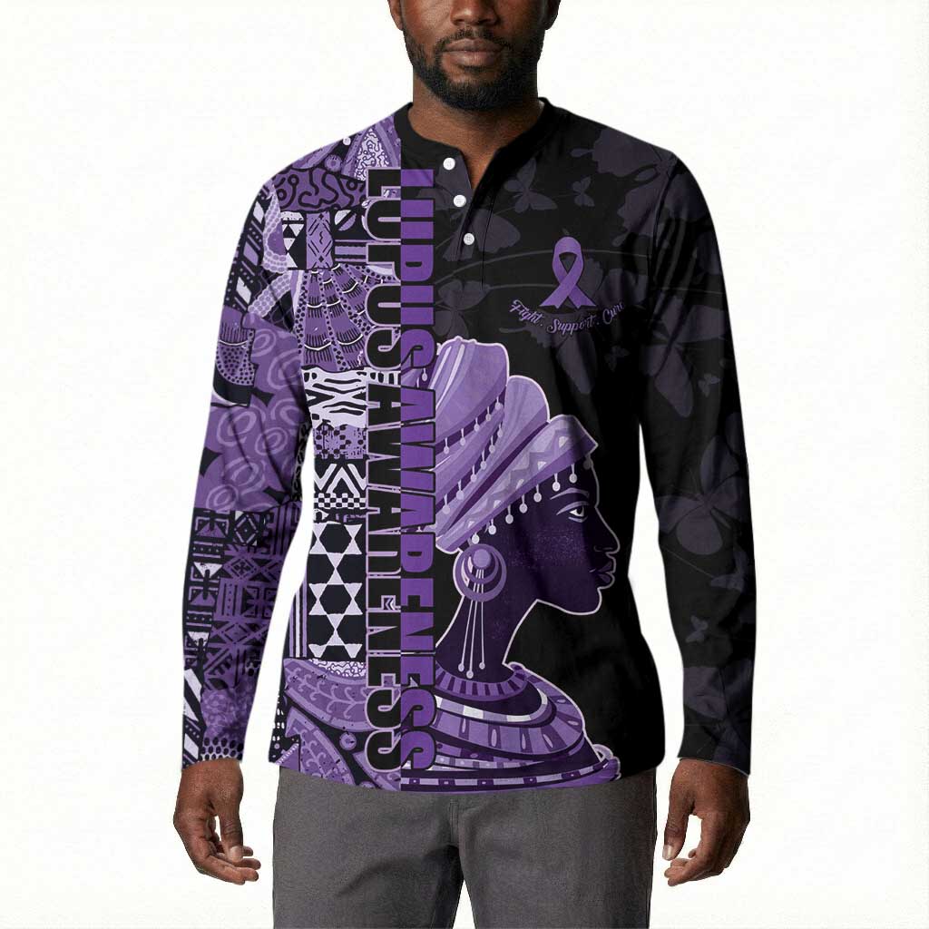 Personalized African Lady Lupus Awareness Button Sweatshirt Fight Support Cure