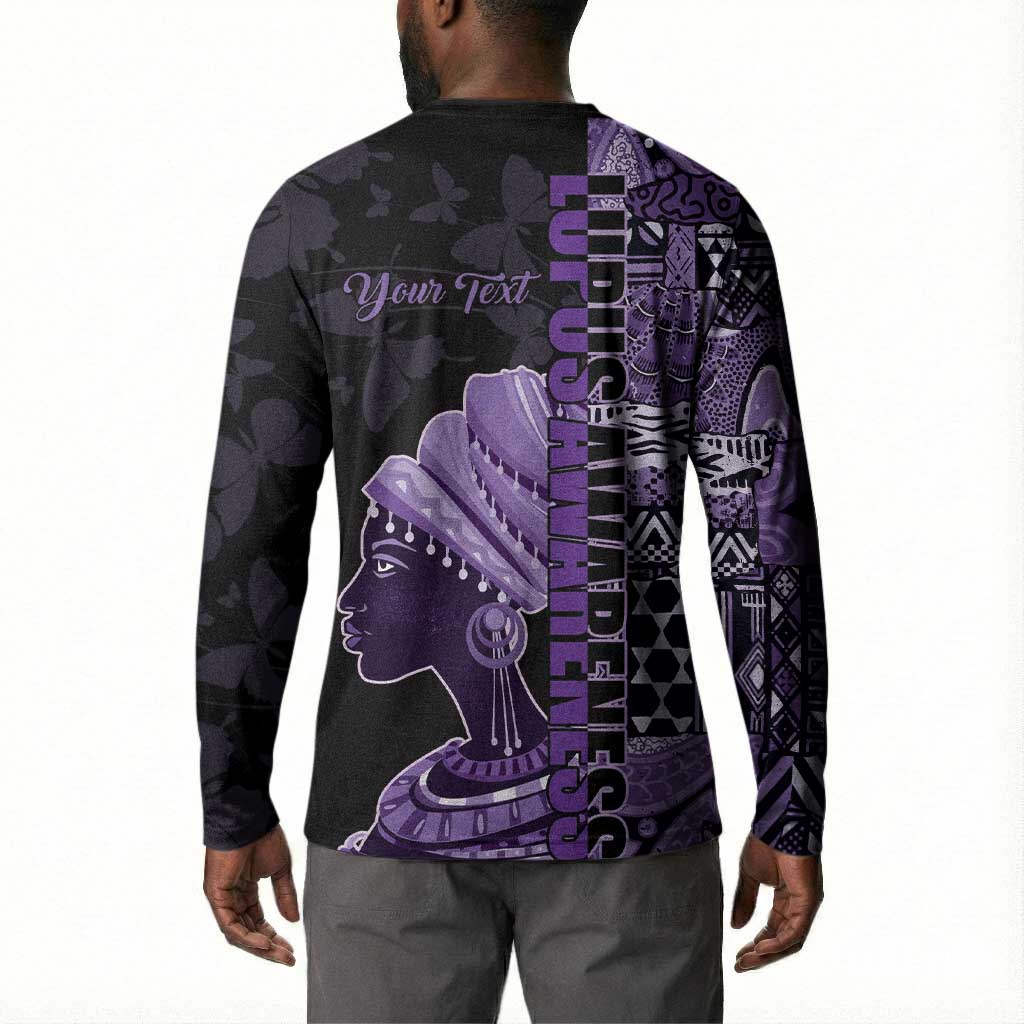 Personalized African Lady Lupus Awareness Button Sweatshirt Fight Support Cure