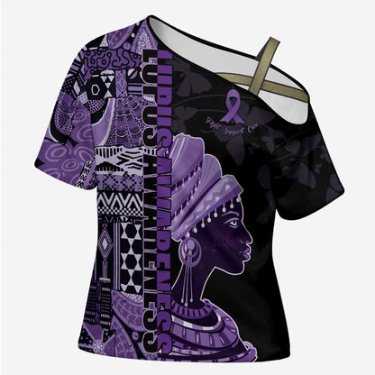 Personalized African Lady Lupus Awareness Cross Shoulder Shirt Fight Support Cure