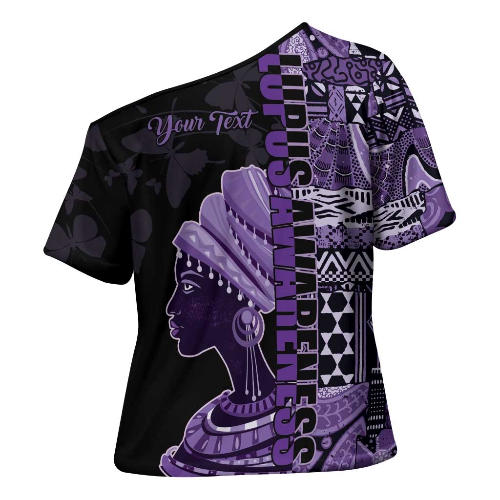 Personalized African Lady Lupus Awareness Cross Shoulder Shirt Fight Support Cure