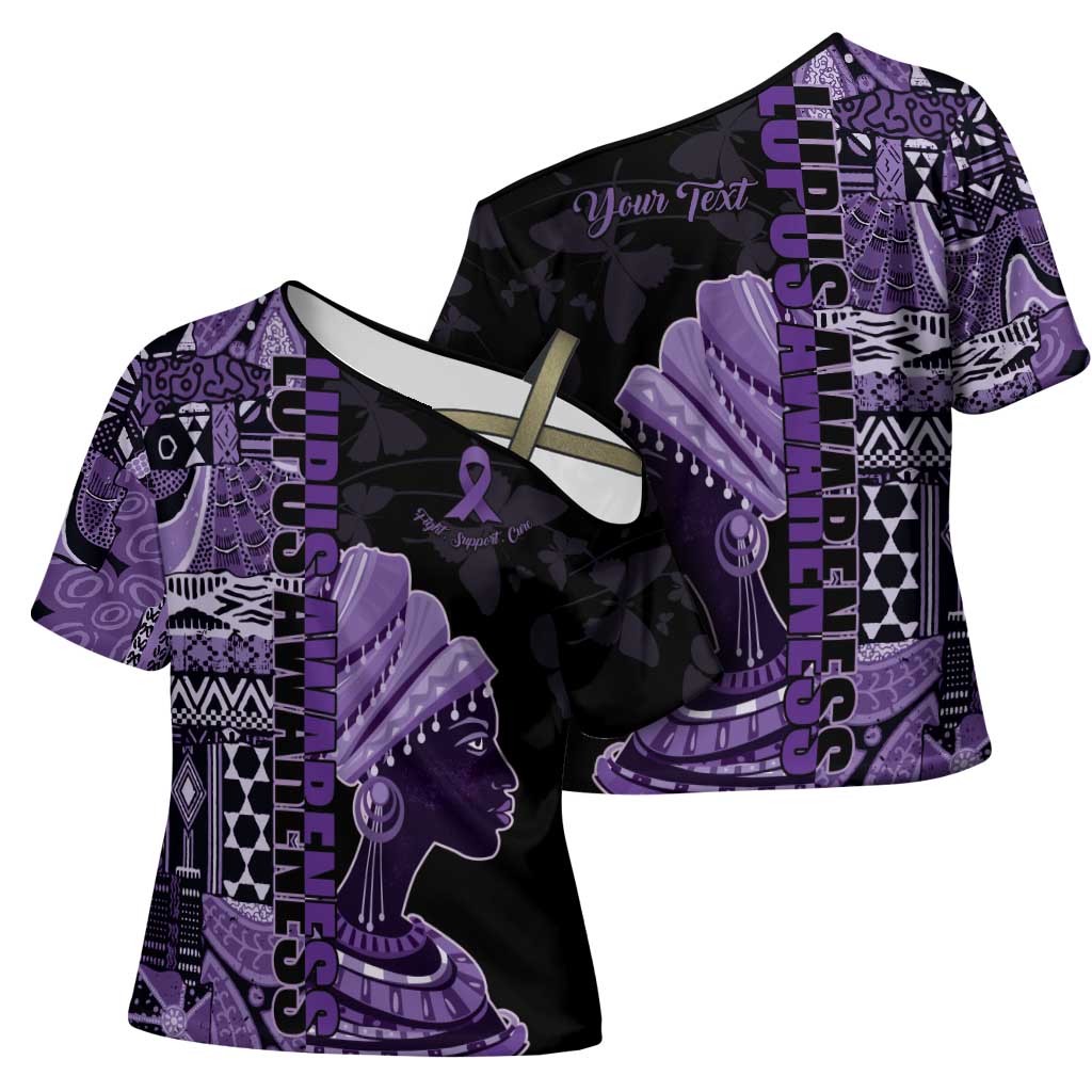 Personalized African Lady Lupus Awareness Cross Shoulder Shirt Fight Support Cure