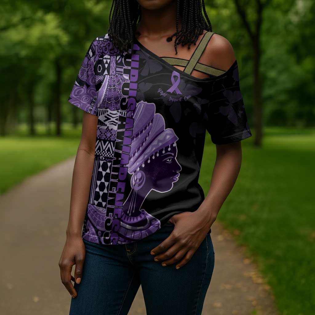 Personalized African Lady Lupus Awareness Cross Shoulder Shirt Fight Support Cure