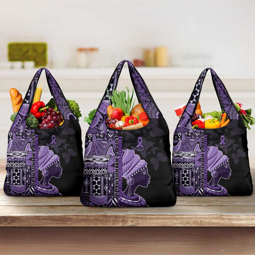 African Lady Lupus Awareness Grocery Bag Fight Support Cure