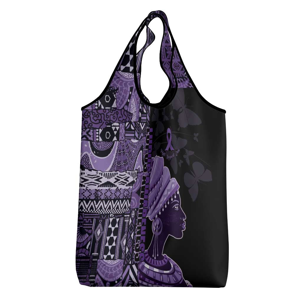 African Lady Lupus Awareness Grocery Bag Fight Support Cure