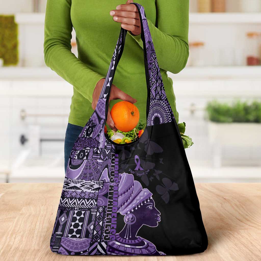 African Lady Lupus Awareness Grocery Bag Fight Support Cure